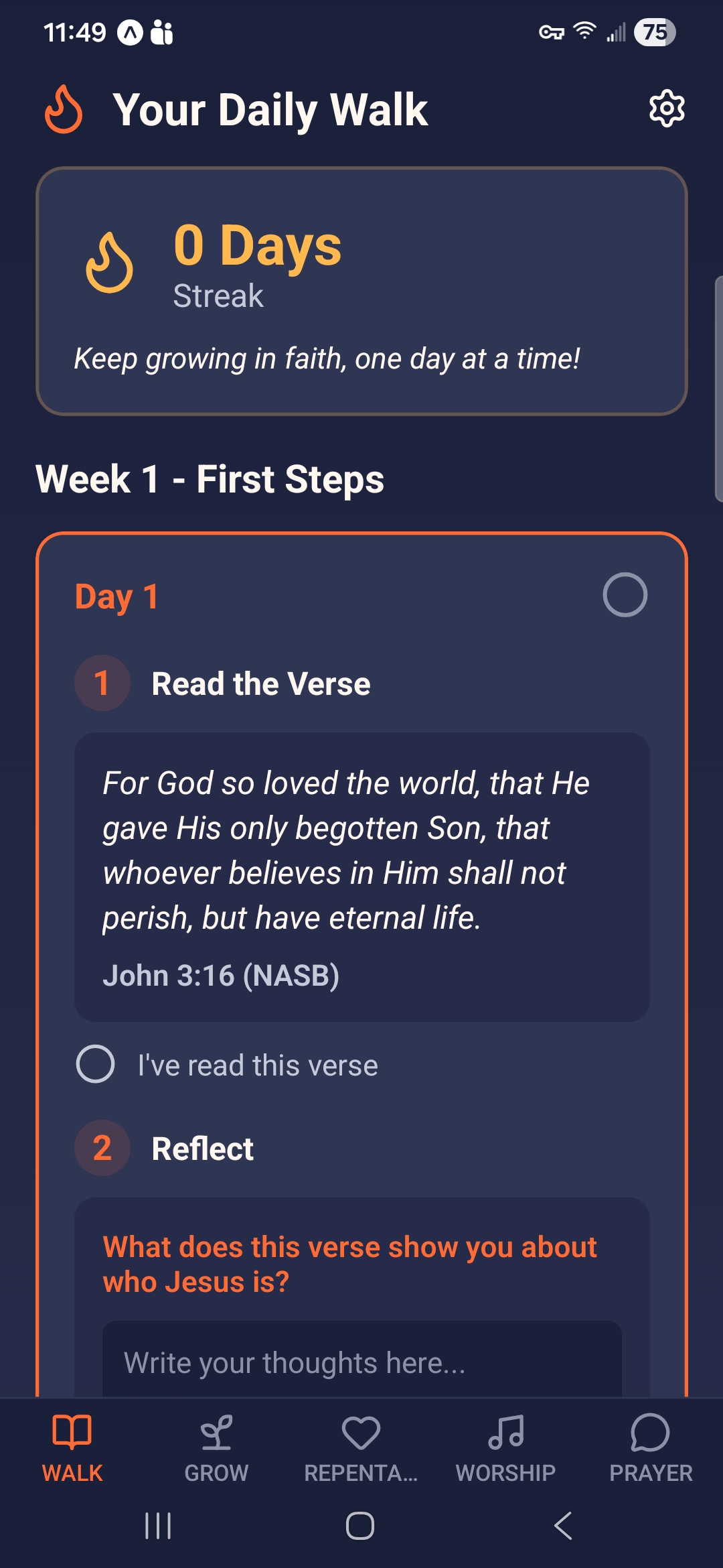 FireLife devotional home screen