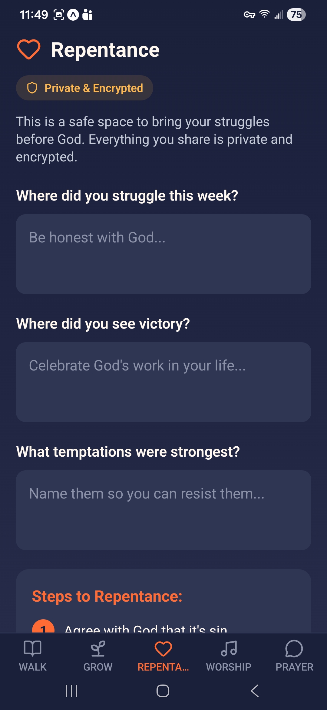 FireLife prayer screen